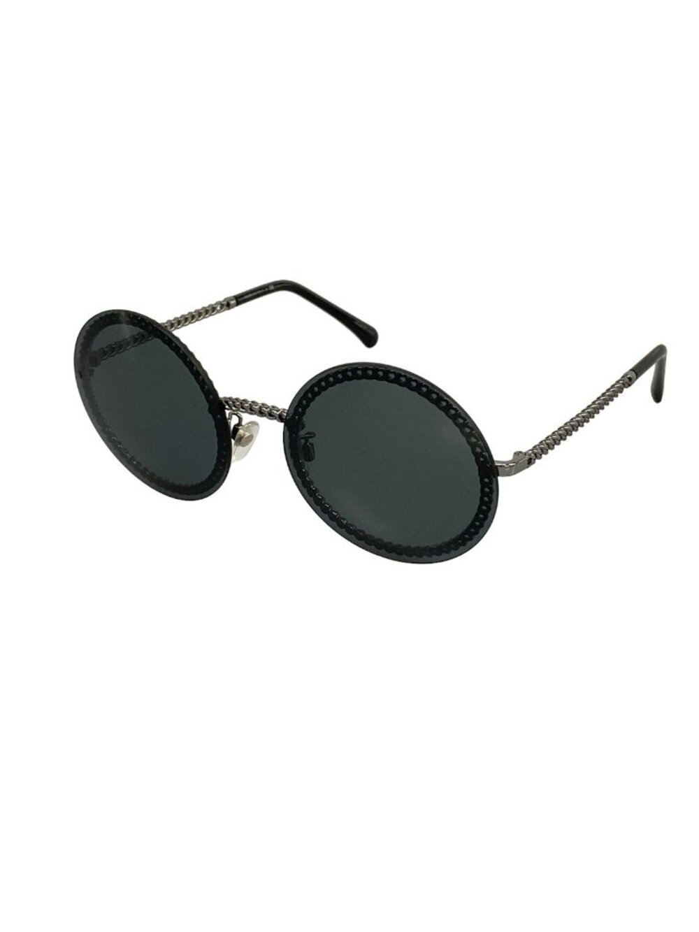 Chanel Sunglasses Black Silver Chain Removable Eyewear